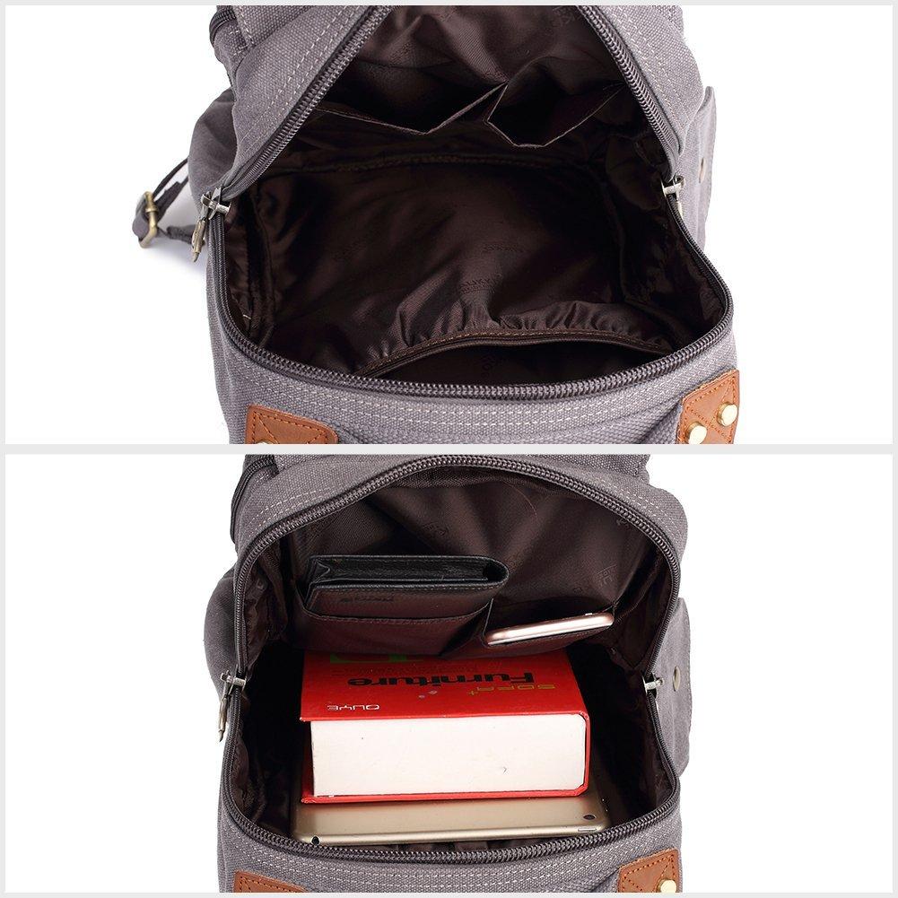 KAUKKO Canvas Crossbody Sling Bag Backpack for Cycling, Hiking, Camping, and Commuting, FD252 ( Grey ) - kaukko