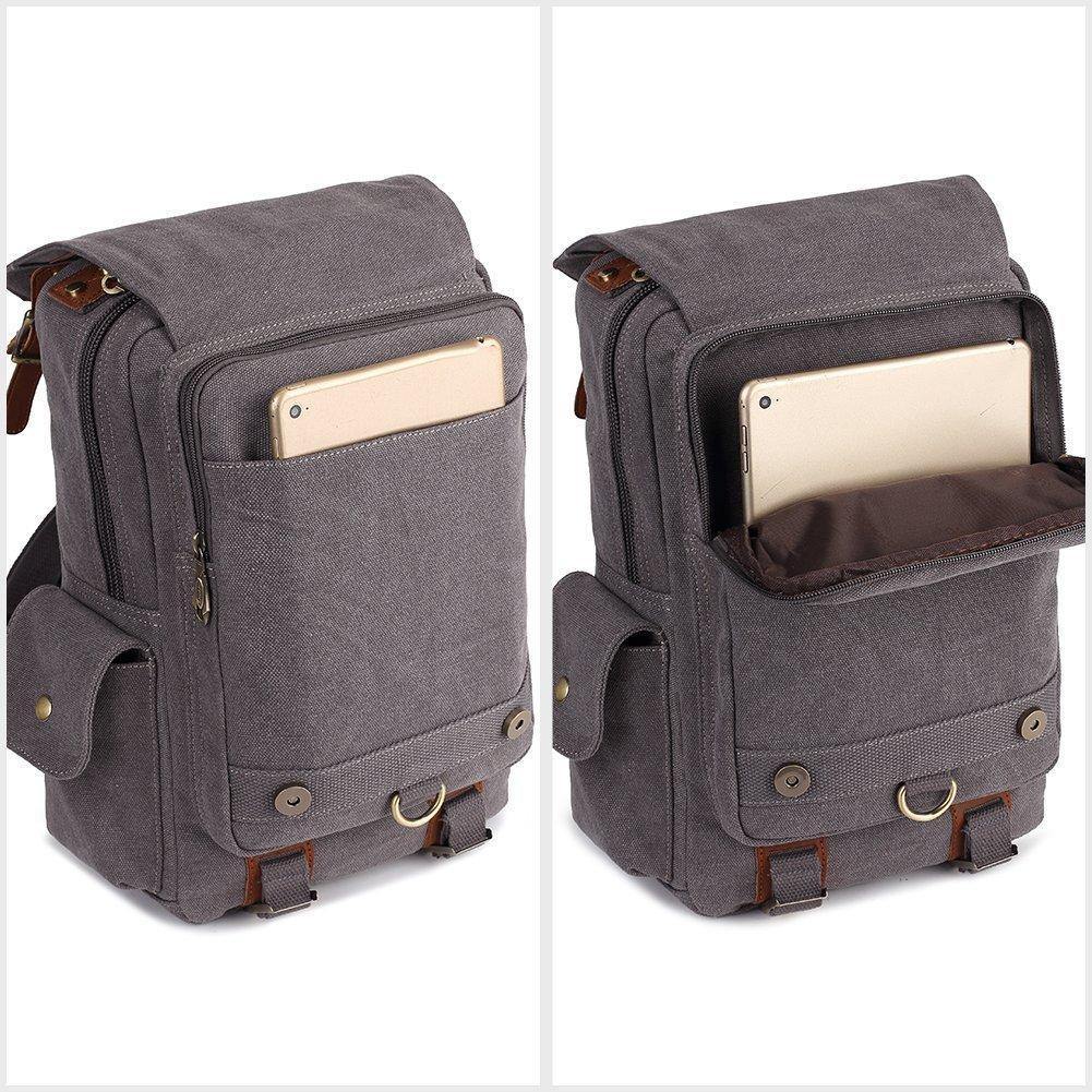 KAUKKO Canvas Crossbody Sling Bag Backpack for Cycling, Hiking, Camping, and Commuting, FD252 ( Grey ) - kaukko