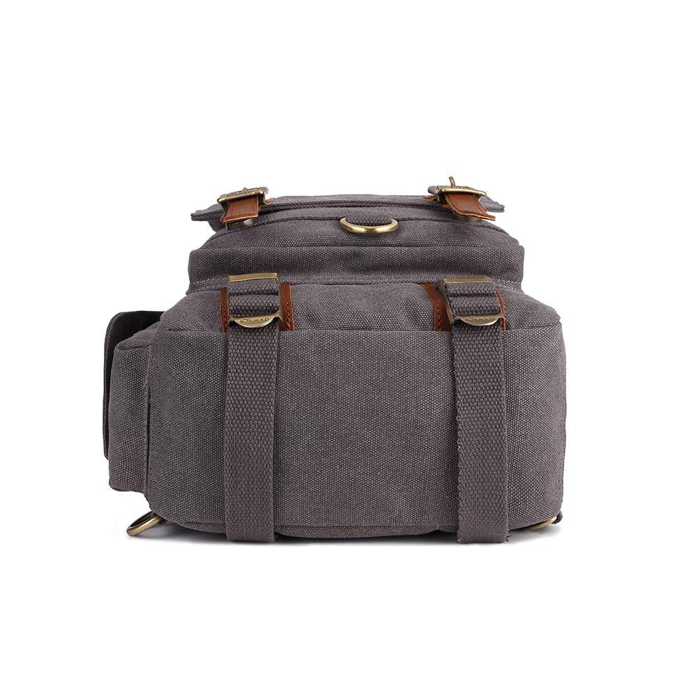 KAUKKO Canvas Crossbody Sling Bag Backpack for Cycling, Hiking, Camping, and Commuting, FD252 ( Grey ) - kaukko
