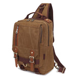 KAUKKO Canvas Crossbody Sling Bag Backpack for Cycling, Hiking, Camping, and Commuting, FD252 ( Khaki ) - kaukko