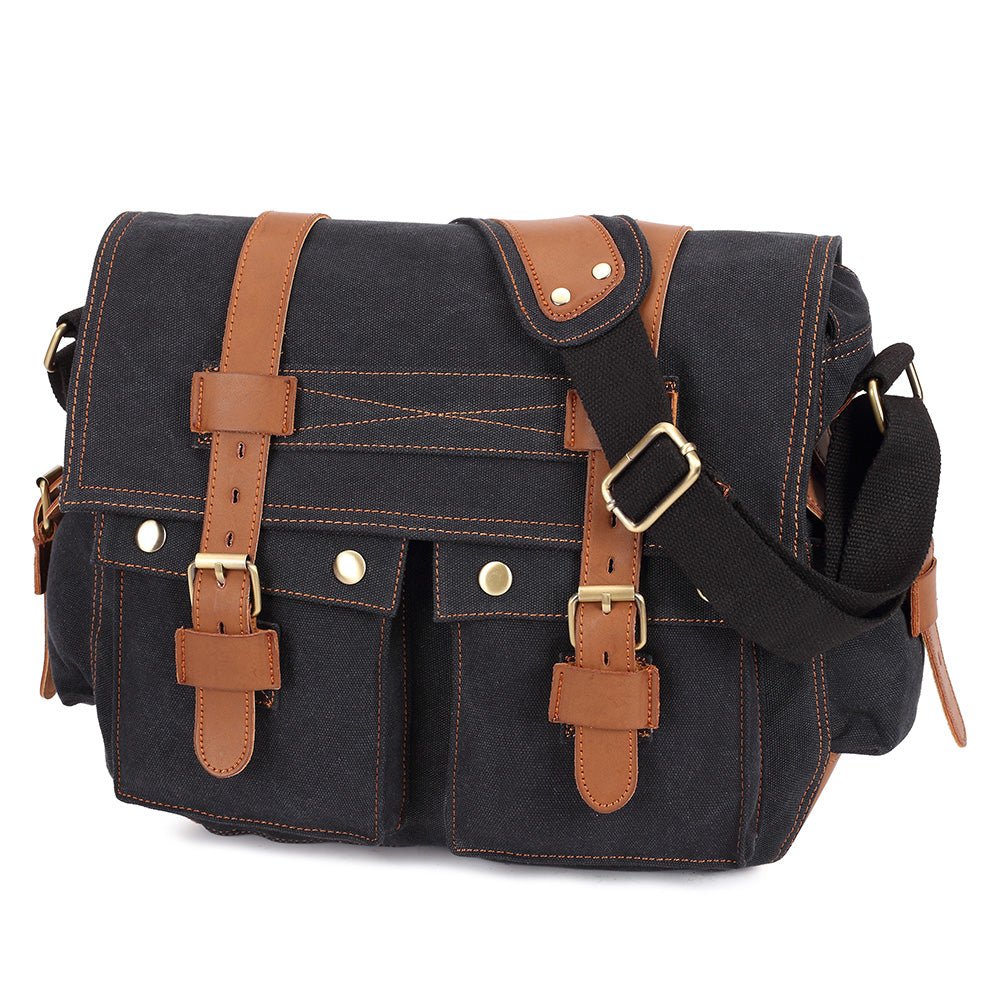 KAUKKO Canvas Messenger Bag - Vintage Crossbody Shoulder Bag Military Satchel - kaukko