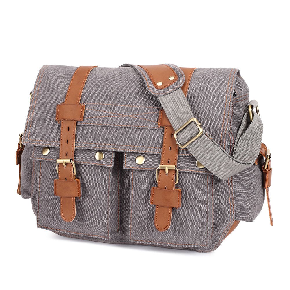 KAUKKO Canvas Messenger Bag - Vintage Crossbody Shoulder Bag Military Satchel - kaukko
