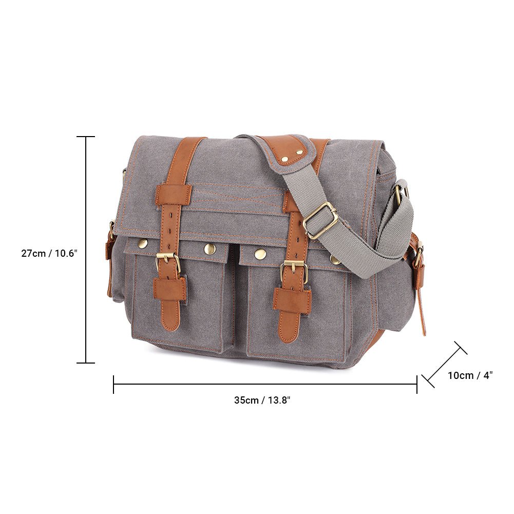 KAUKKO Canvas Messenger Bag - Vintage Crossbody Shoulder Bag Military Satchel - kaukko