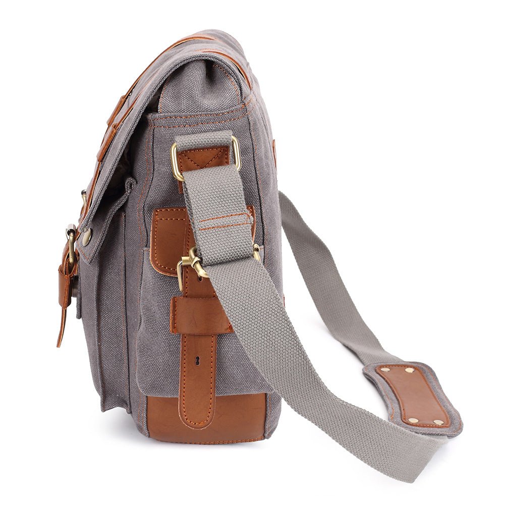KAUKKO Canvas Messenger Bag - Vintage Crossbody Shoulder Bag Military Satchel - kaukko