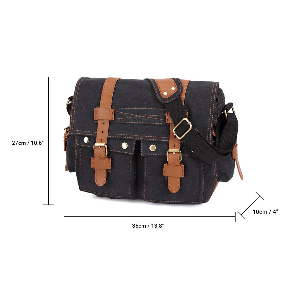 KAUKKO Canvas Messenger Bag - Vintage Crossbody Shoulder Bag Military Satchel - kaukko