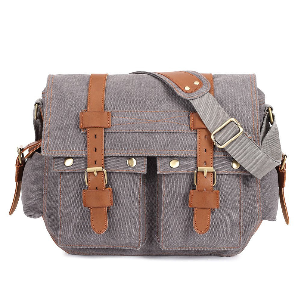KAUKKO Canvas Messenger Bag - Vintage Crossbody Shoulder Bag Military Satchel - kaukko