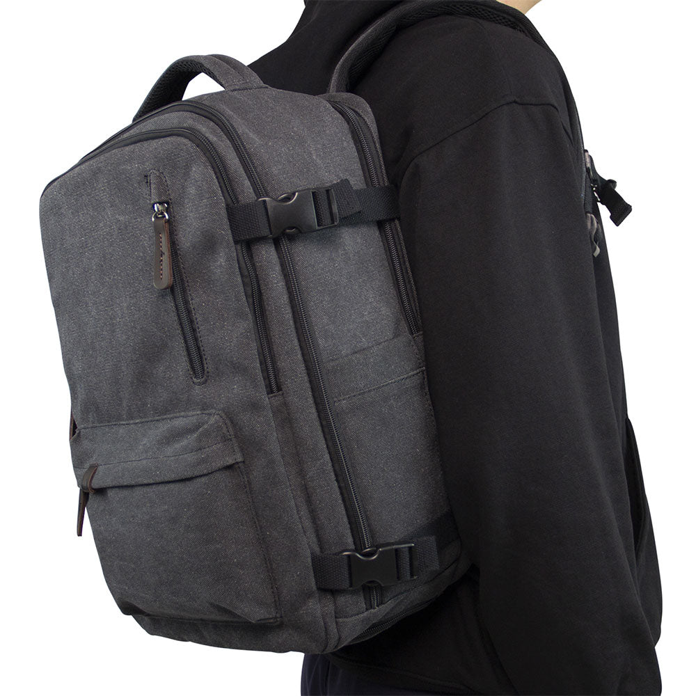 KAUKKO Canvas Travel Backpack, Personal Item Airline Approved, Carry On Backpack - kaukko