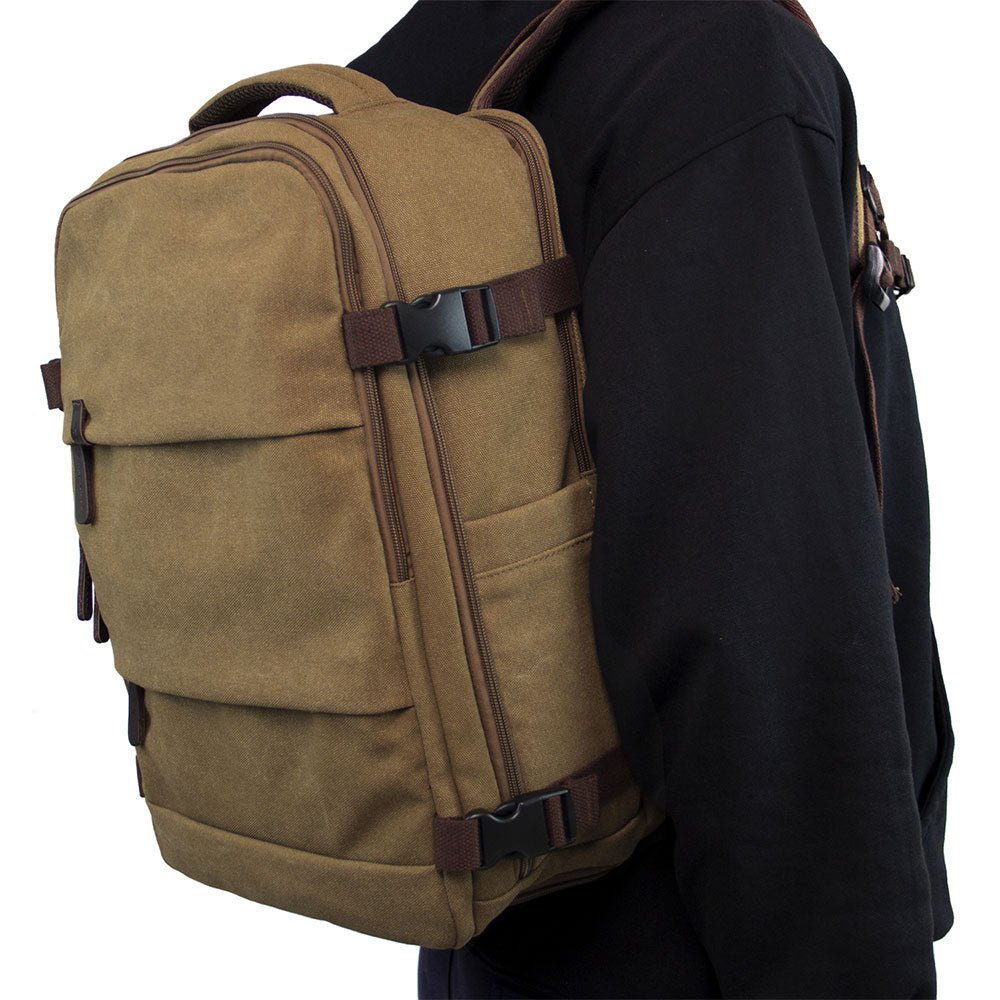 KAUKKO Canvas Travel Rucksack, Large Capacity Carry On Bag - kaukko