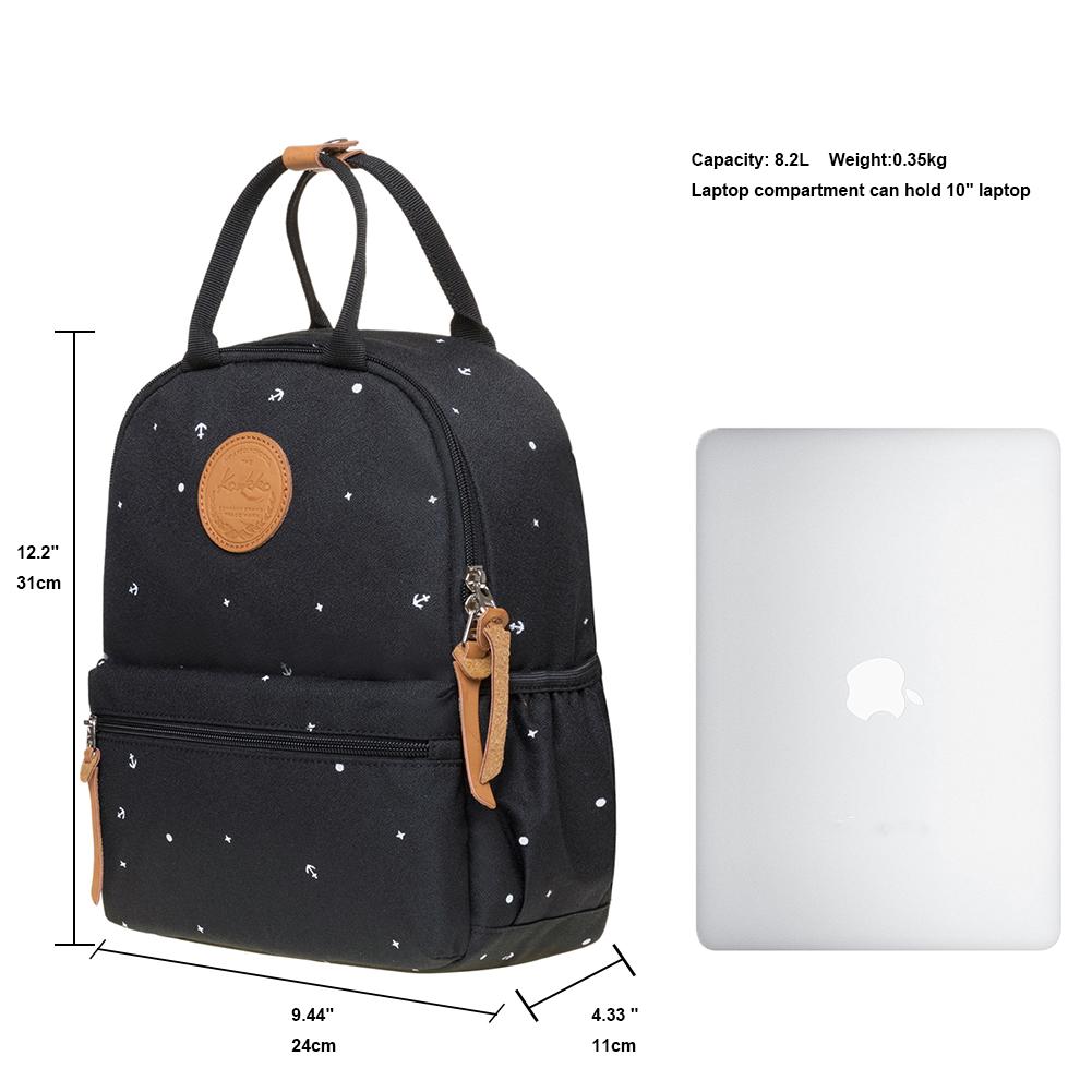 KAUKKO Casual Daypack Student Outdoor Bag Stylish, K1005-5 ( Black / 8.2L ) - kaukko