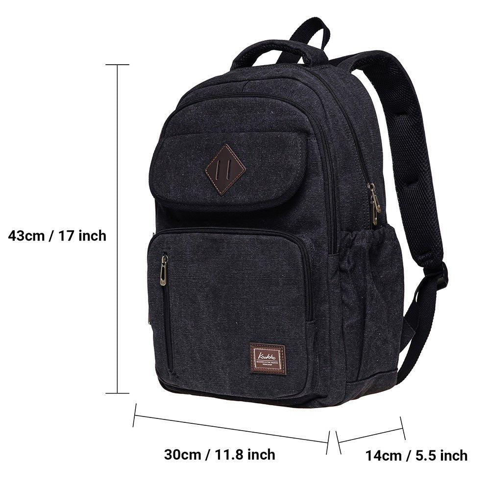 KAUKKO Casual Daypacks Multipurpose Backpacks, Outdoor Backpack, Travel Rucksack (17-BLACK) - kaukko