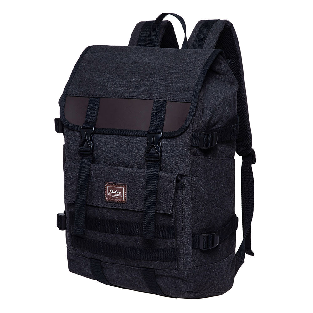 KAUKKO Casual Canvas Daypack - Multipurpose Laptop Backpack Fits 15", Travel, School, Hiking Bag