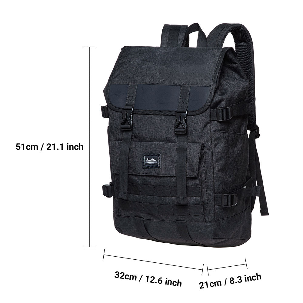 KAUKKO Casual Daypacks Multipurpose Backpacks, Outdoor Backpack, Travel Rucksack Black(Linen) - kaukko