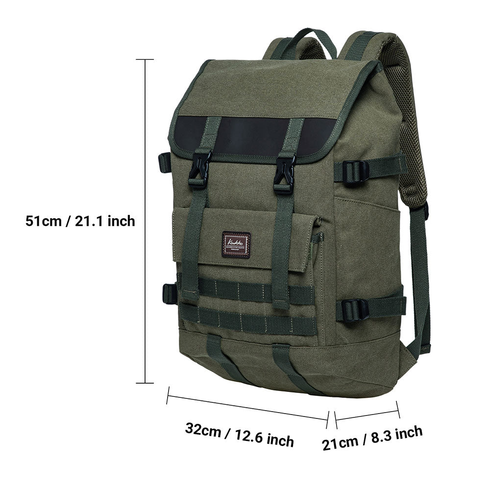 KAUKKO Casual Daypacks Multipurpose Backpacks, Outdoor Backpack, Travel Rucksack Green(Canvas) - kaukko