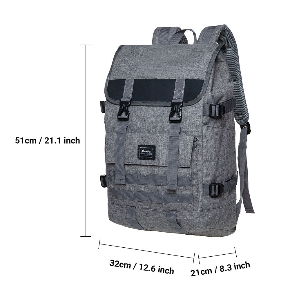 KAUKKO Casual Daypacks Multipurpose Backpacks, Outdoor Backpack, Travel Rucksack Grey(Linen) - kaukko