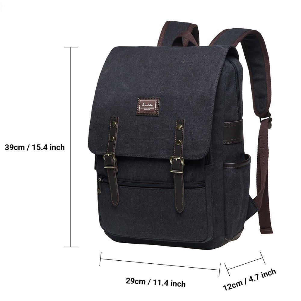 KAUKKO Casual Daypacks Multipurpose Backpacks, Outdoor Backpack, Travel Rucksack, Laptop Backpack Fits 15" (16-BLACK) - kaukko