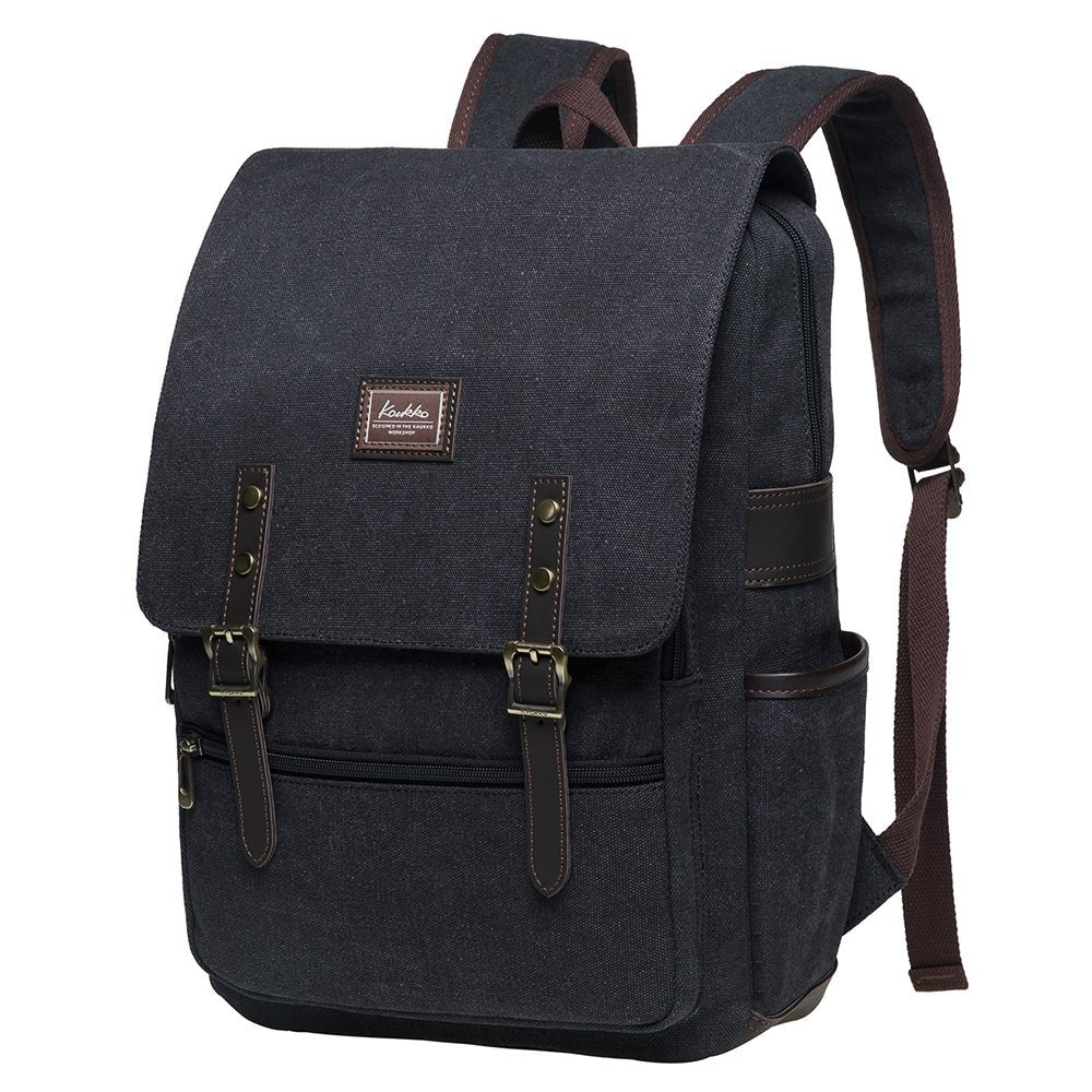 KAUKKO Casual Daypacks Multipurpose Backpacks, Outdoor Backpack, Travel Rucksack, Laptop Backpack Fits 15" (16-BLACK) - kaukko