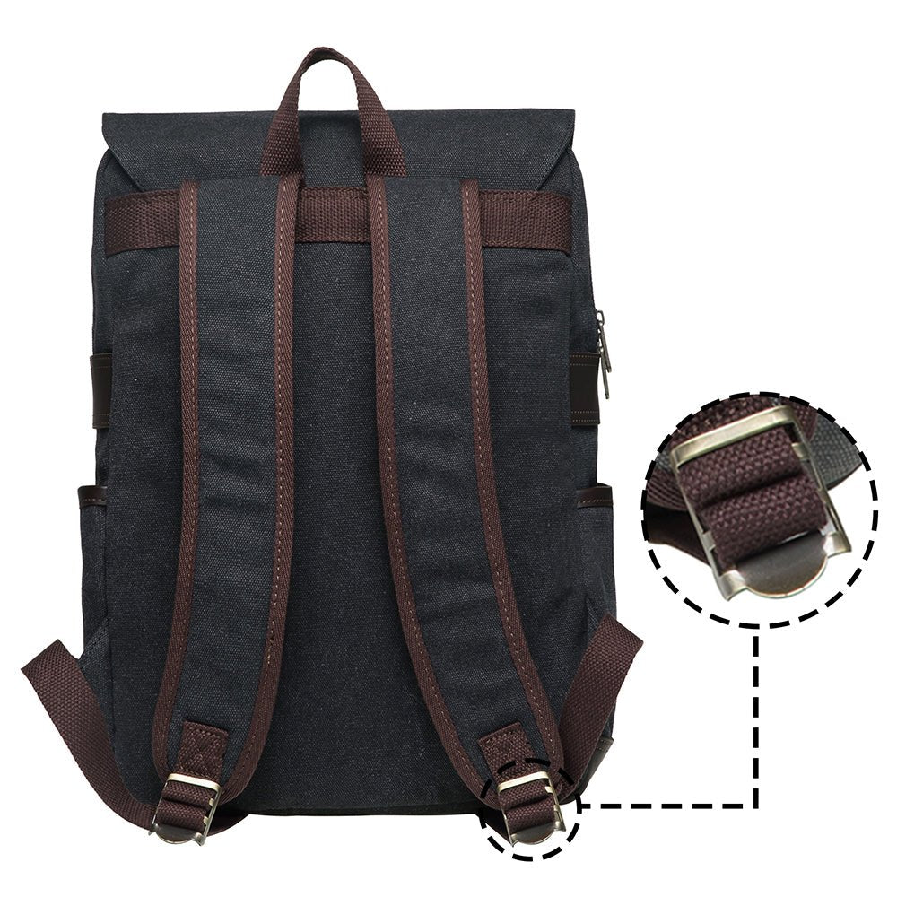 KAUKKO Casual Daypacks Multipurpose Backpacks, Outdoor Backpack, Travel Rucksack, Laptop Backpack Fits 15" (16-BLACK) - kaukko