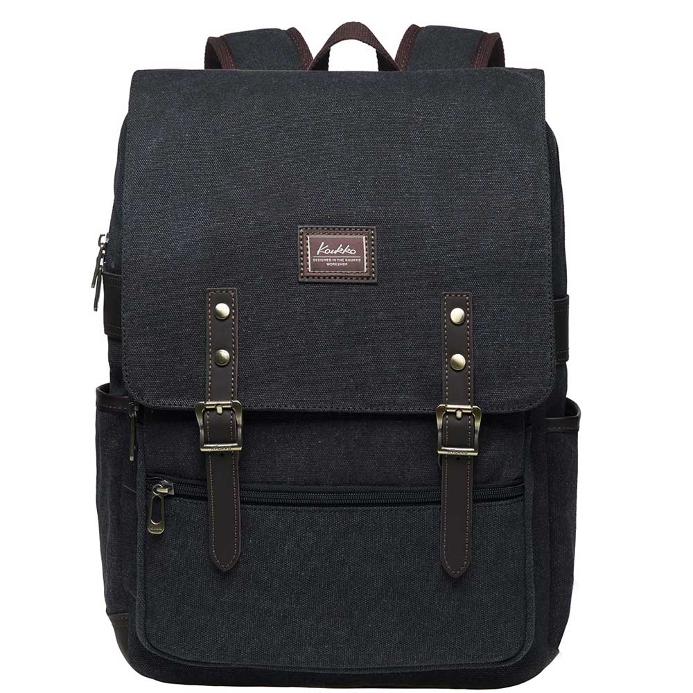 KAUKKO Casual Daypacks Multipurpose Backpacks, Outdoor Backpack, Travel Rucksack, Laptop Backpack Fits 15" (16-BLACK) - kaukko