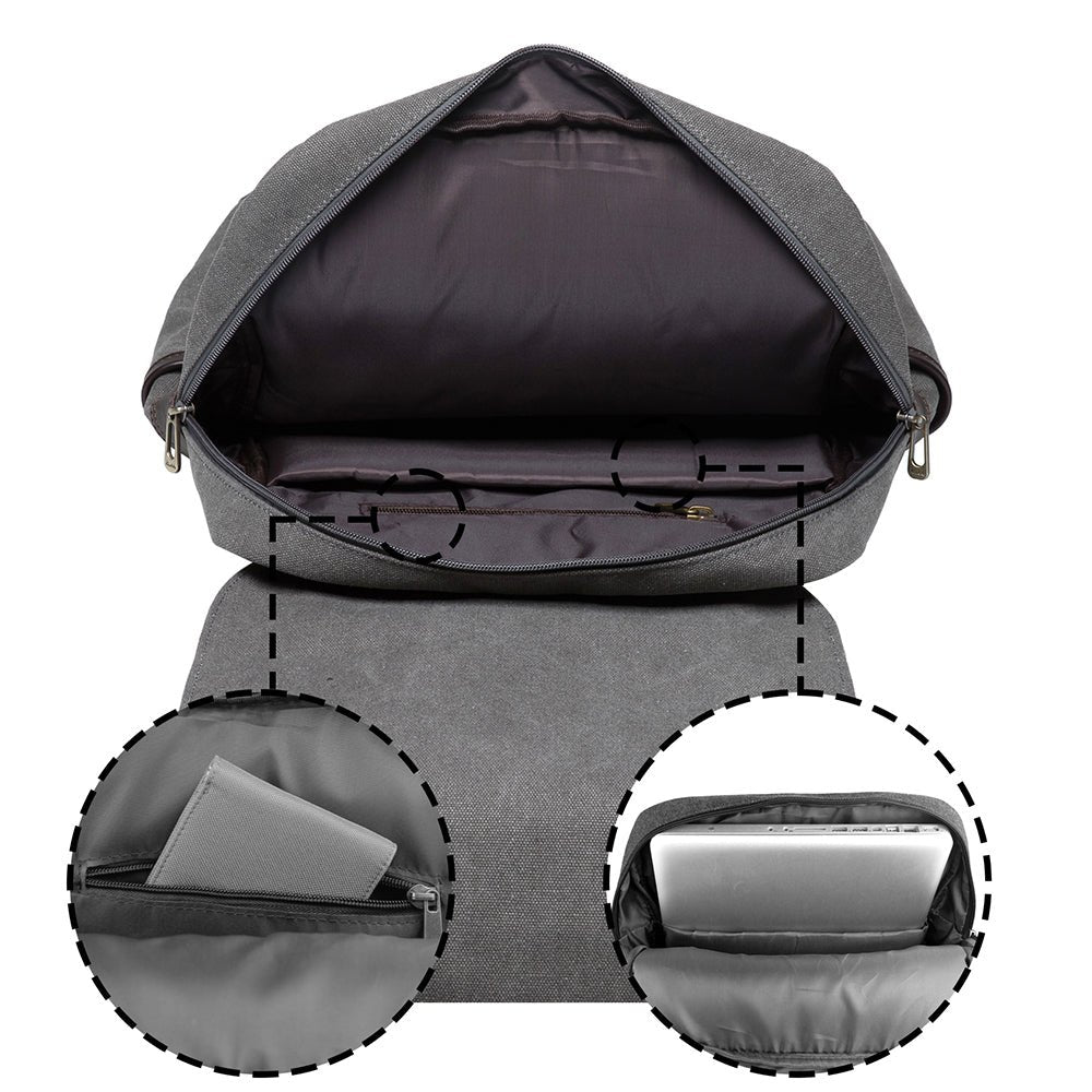 KAUKKO Casual Daypacks Multipurpose Backpacks, Outdoor Backpack, Travel Rucksack, Laptop Backpack Fits 15" (16-GREY) - kaukko