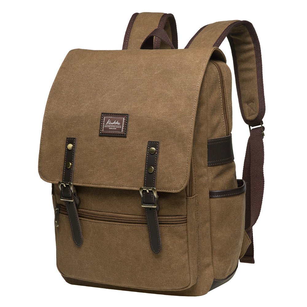 KAUKKO Casual Daypacks Multipurpose Backpacks, Outdoor Backpack, Travel Rucksack, Laptop Backpack Fits 15" (16-KHAKI) - kaukko