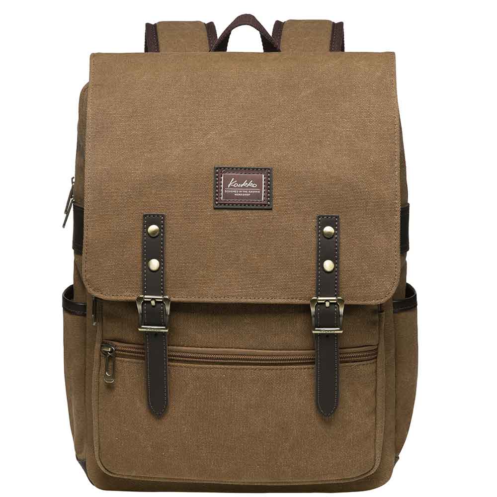 KAUKKO Casual Daypacks Multipurpose Backpacks, Outdoor Backpack, Travel Rucksack, Laptop Backpack Fits 15" (16-KHAKI) - kaukko