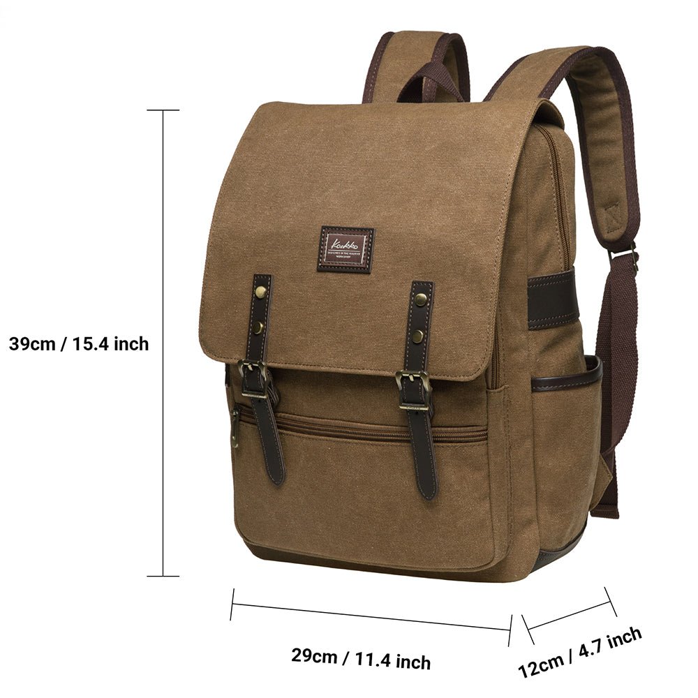 KAUKKO Casual Daypacks Multipurpose Backpacks, Outdoor Backpack, Travel Rucksack, Laptop Backpack Fits 15" (16-KHAKI) - kaukko