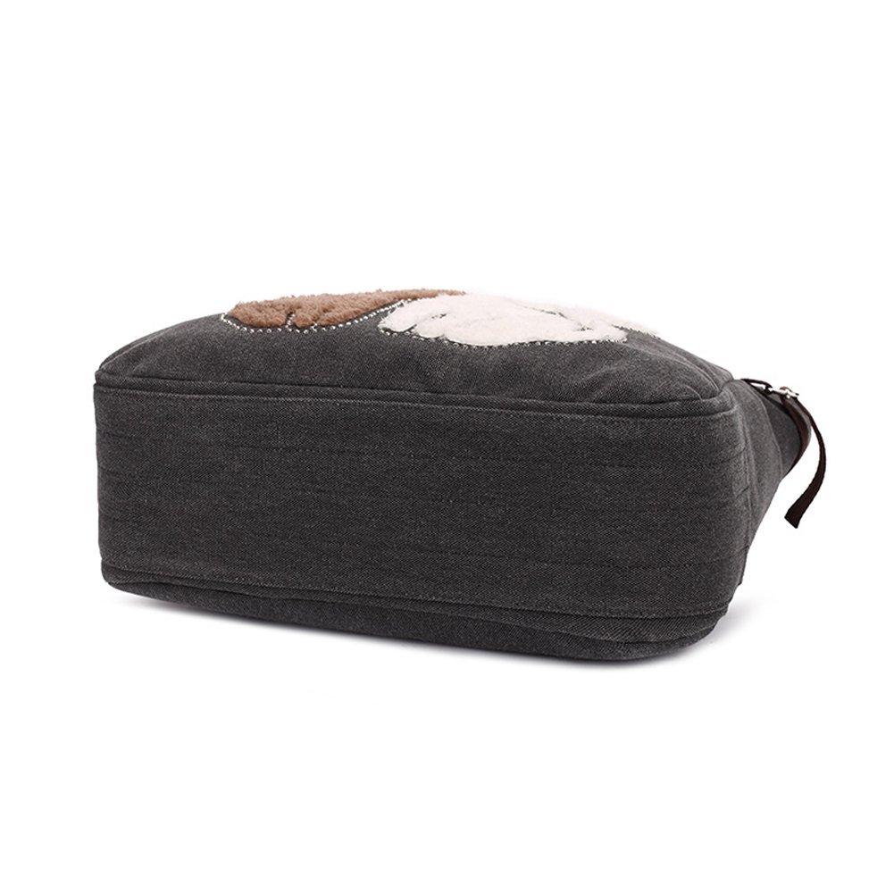 KAUKKO Cute Cat Totes Women Canvas Handbags ( BLACK) - kaukko