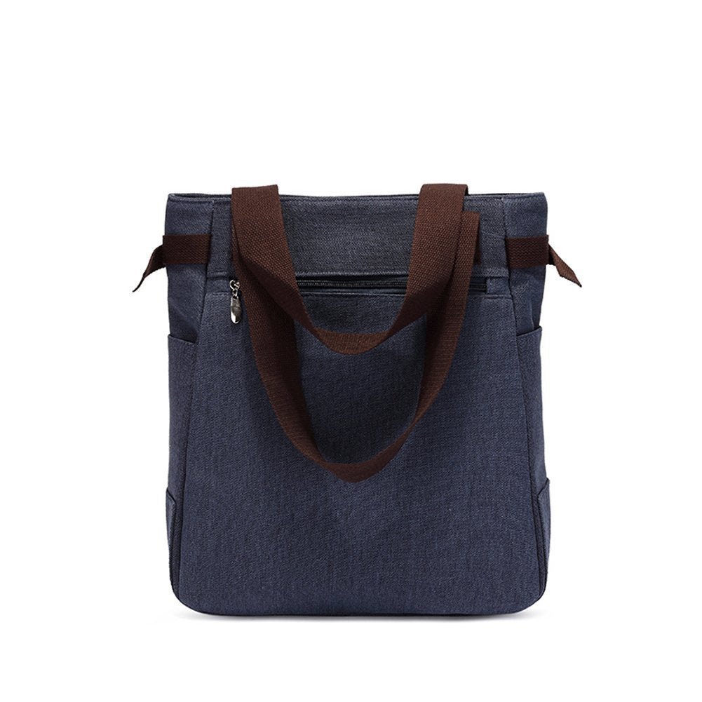 KAUKKO Cute Cat Totes Women Canvas Handbags ( Blue ) - kaukko