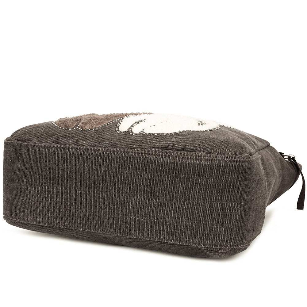 KAUKKO Cute Cat Totes Women Canvas Handbags ( Coffee ) - kaukko