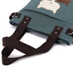 KAUKKO Cute Cat Totes Women Canvas Handbags ( Green) - kaukko