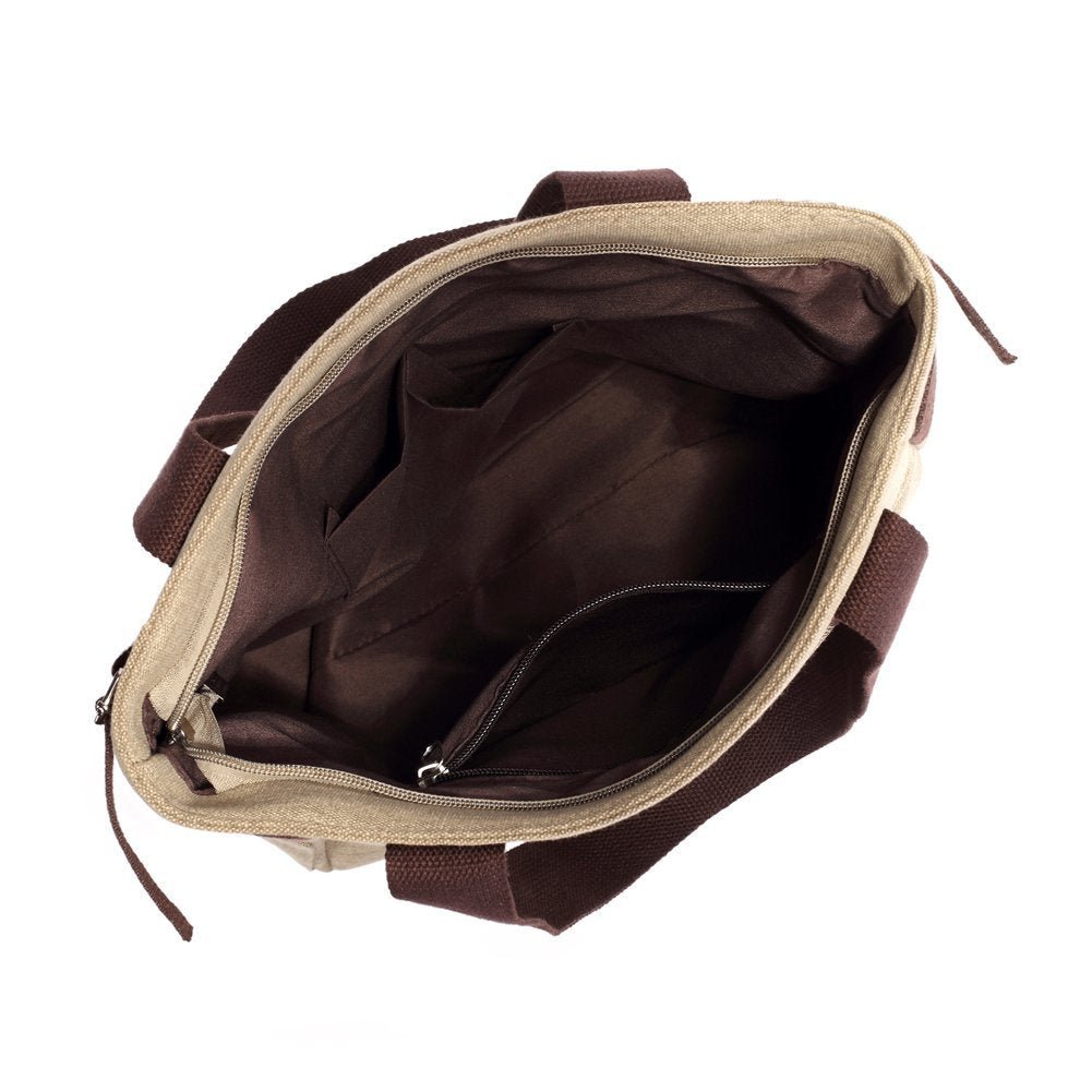 KAUKKO Cute Cat Totes Women Canvas Handbags ( Khaki ) - kaukko