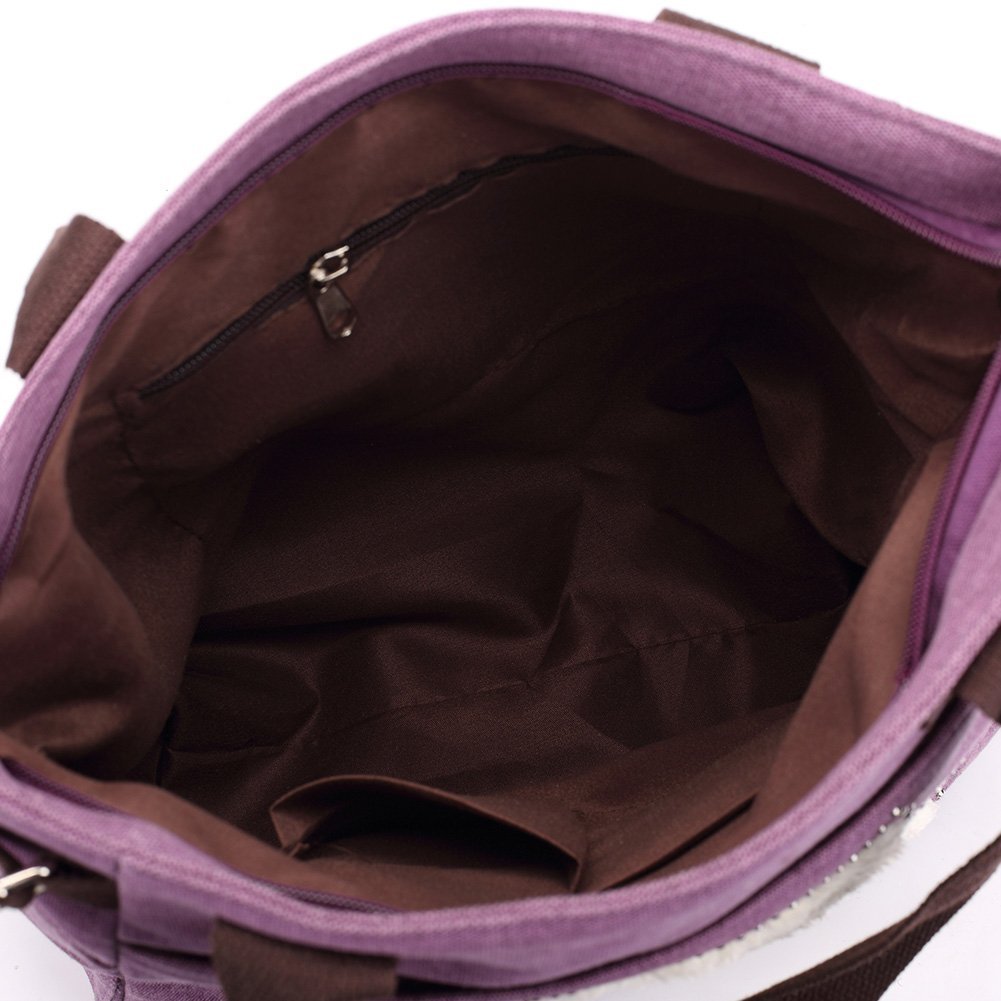 KAUKKO Cute Cat Totes Women Canvas Handbags ( Purple ) - kaukko