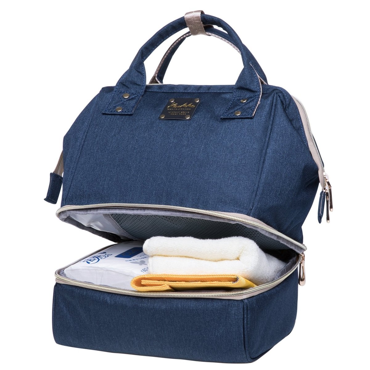 KAUKKO Diaper Bag Backpack - Small Diaper Backpack with Pacifier Holder and Stroller straps -Waterproof, mini , KT08 ( Mediterranean Blue ) - kaukko