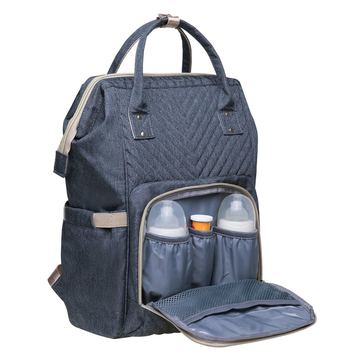 KAUKKO Diaper Bag Backpack with Pacifier Holder and Stroller straps - for Mom and Dad, Waterproof, one size, KT01-4 ( New York Gray / 18L) - kaukko