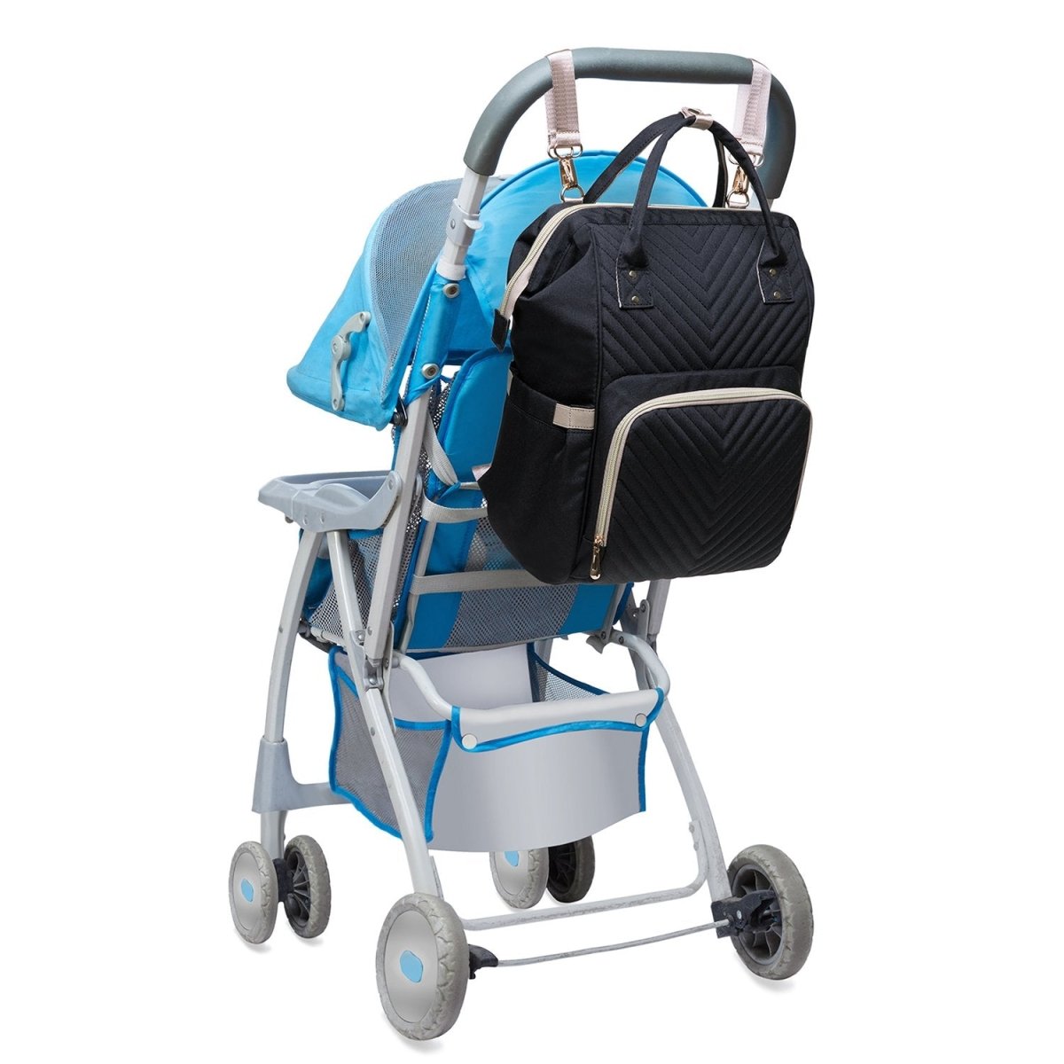 KAUKKO Diaper Bag Backpack with Pacifier Holder and Stroller straps - for Mom and Dad, Waterproof, one size, KT01-4 ( Santorini Black / 18L) - kaukko