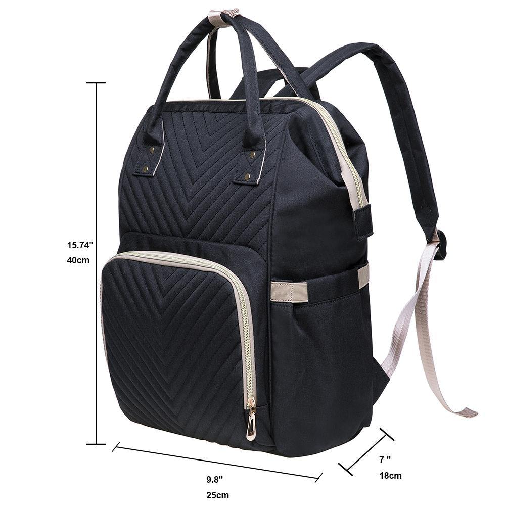 KAUKKO Diaper Bag Backpack with Pacifier Holder and Stroller straps - for Mom and Dad, Waterproof, one size, KT01-4 ( Santorini Black / 18L) - kaukko