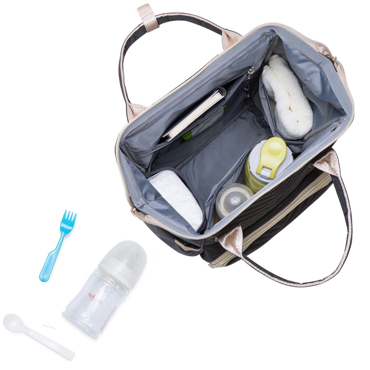 KAUKKO Diaper Bag Backpack with Pacifier Holder and Stroller straps - for Mom and Dad, Waterproof, one size, KT01-4 ( Santorini Black / 18L) - kaukko