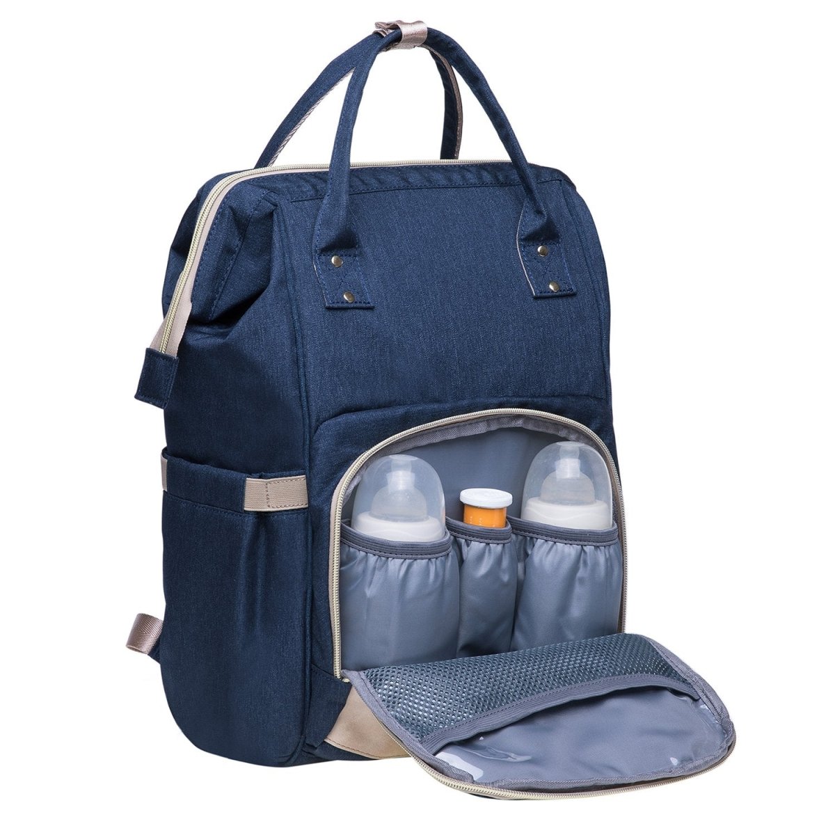 KAUKKO Diaper Bag Backpack with Pacifier Holder and Stroller straps - for Mom and Dad, Waterproof, one size, KT01-5 ( Mediterranean Blue / 18L) - kaukko