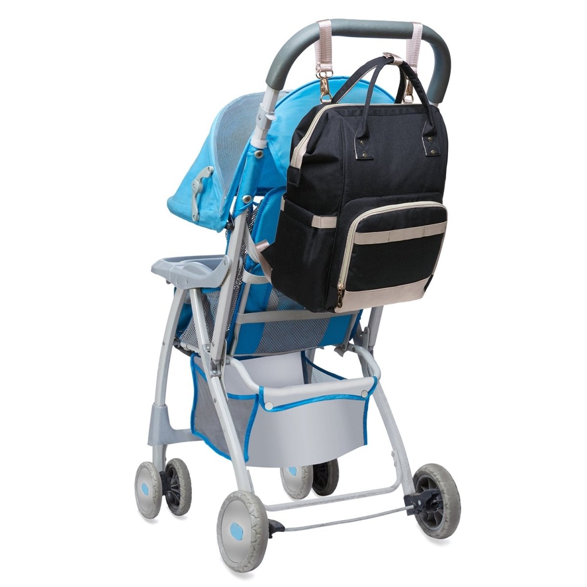 KAUKKO Diaper Bag Backpack with Pacifier Holder and Stroller straps - for Mom and Dad, Waterproof, one size, KT01-5 ( Santorini Black / 18L) - kaukko