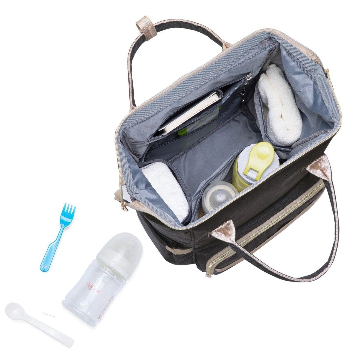 KAUKKO Diaper Bag Backpack with Pacifier Holder and Stroller straps - for Mom and Dad, Waterproof, one size, KT01-5 ( Santorini Black / 18L) - kaukko