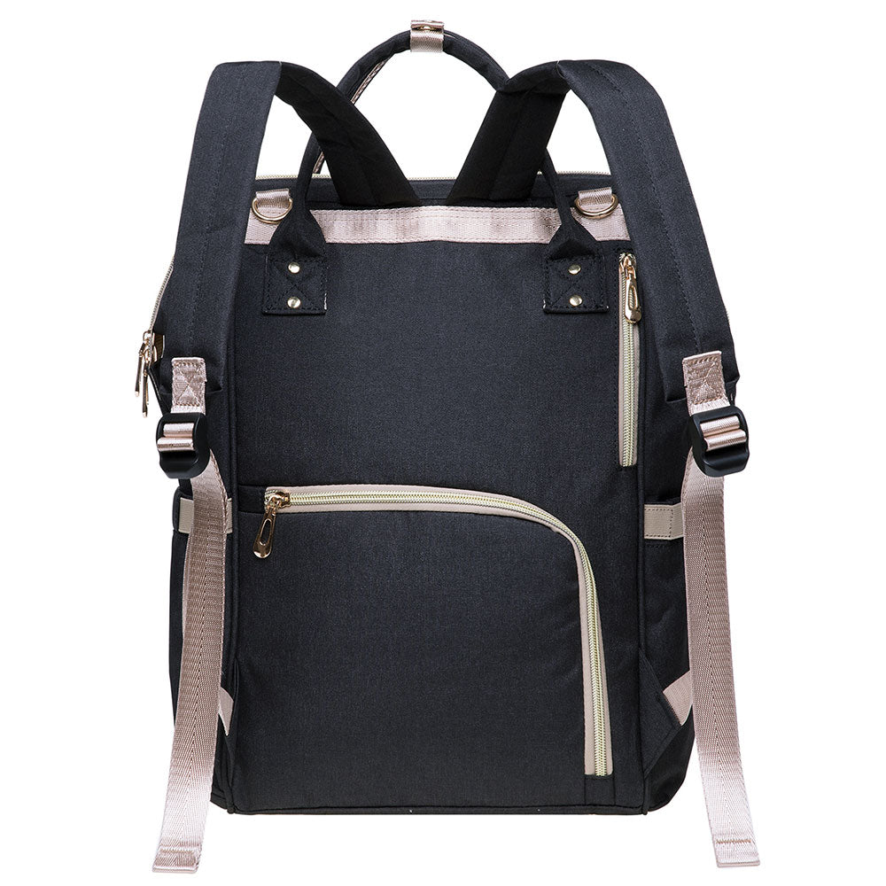 KAUKKO Diaper Bag Backpack with Pacifier Holder and Stroller straps - for Mom and Dad, Waterproof, one size, KT01-5 ( Santorini Black / 18L) - kaukko