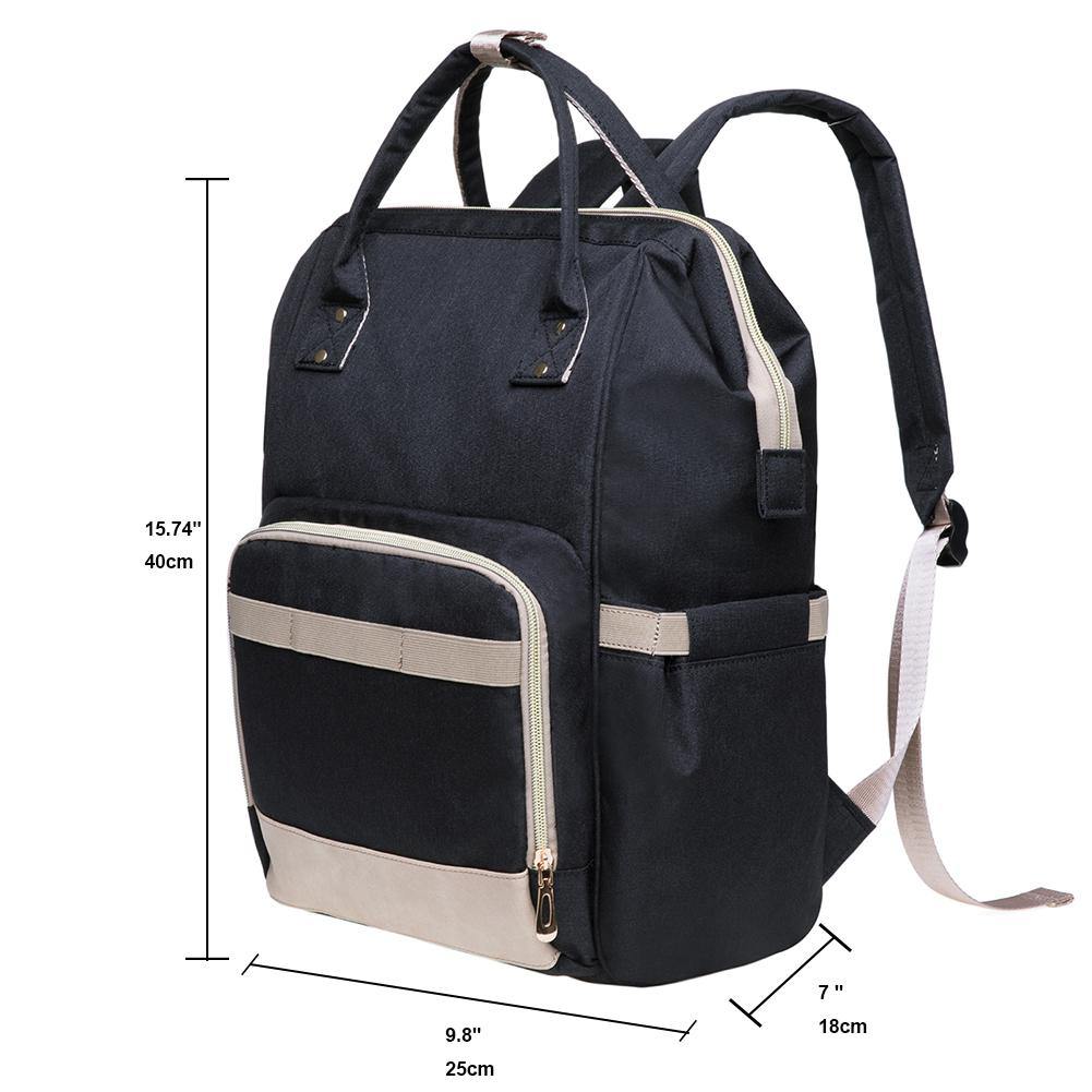 KAUKKO Diaper Bag Backpack with Pacifier Holder and Stroller straps - for Mom and Dad, Waterproof, one size, KT01-5 ( Santorini Black / 18L) - kaukko