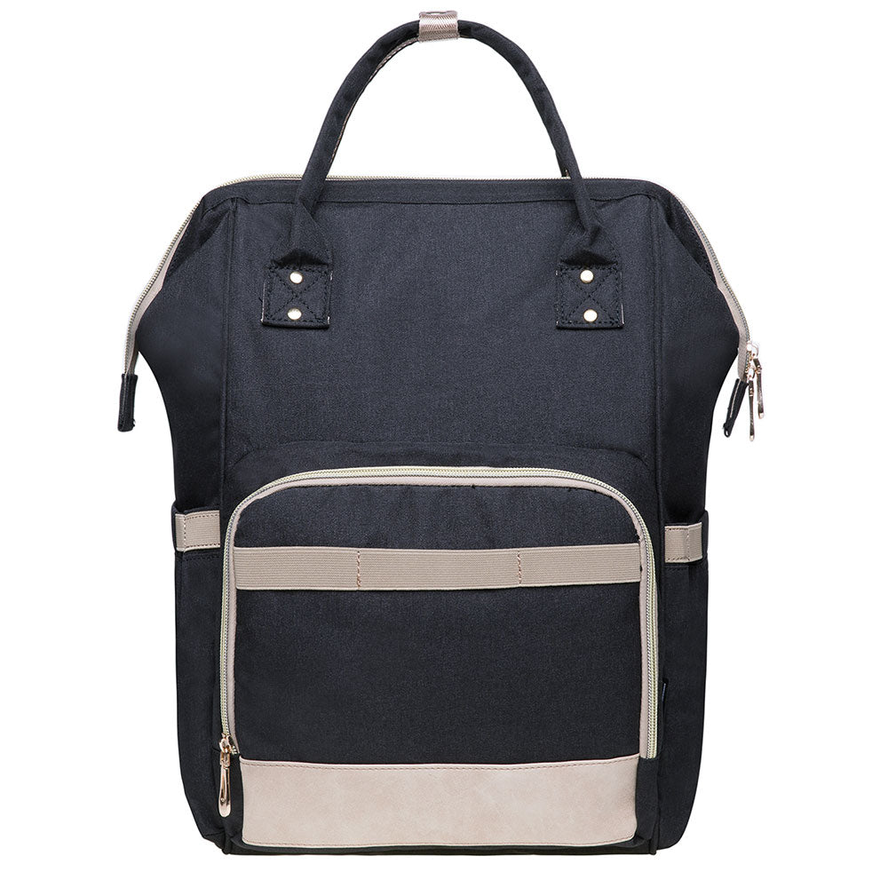 KAUKKO Diaper Bag Backpack with Pacifier Holder and Stroller straps - for Mom and Dad, Waterproof, one size, KT01-5 ( Santorini Black / 18L) - kaukko