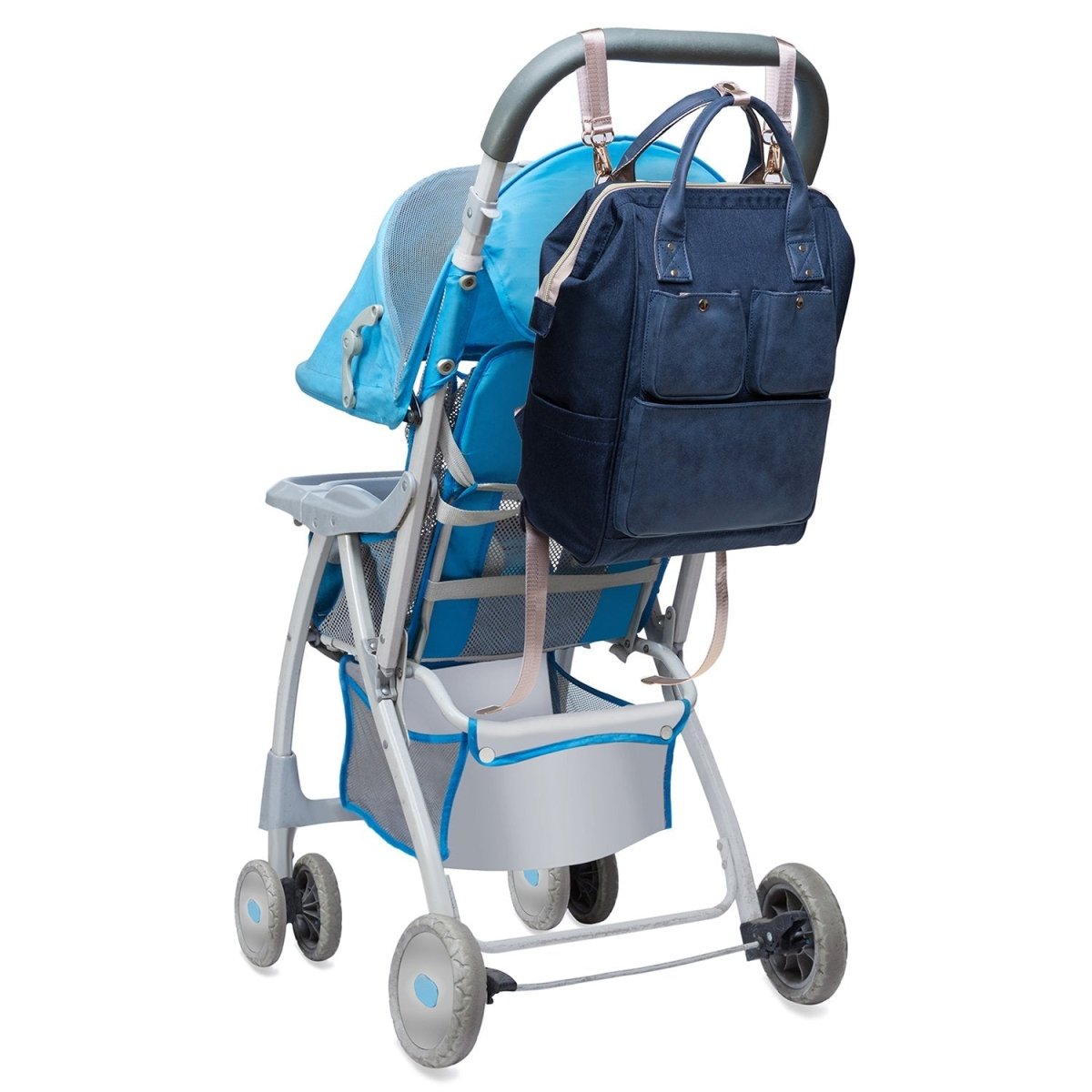 KAUKKO Diaper Bag Backpack with Pacifier Holder and Stroller straps - for Mom and Dad, Waterproof, one size, KT03 ( Mediterranean Blue ) - kaukko