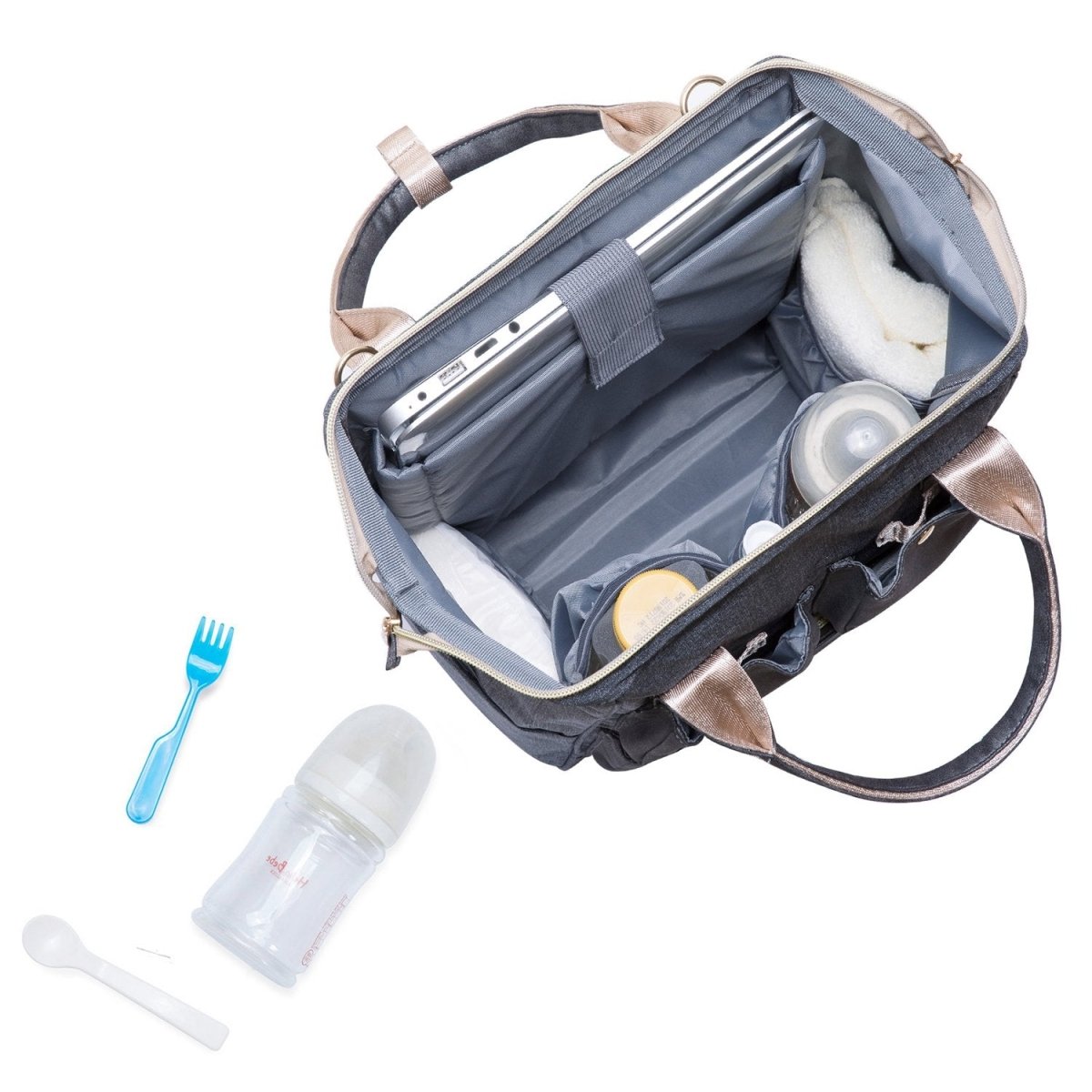 KAUKKO Diaper Bag Backpack with Pacifier Holder and Stroller straps - for Mom and Dad, Waterproof, one size, KT03 ( New York Gray ) - kaukko