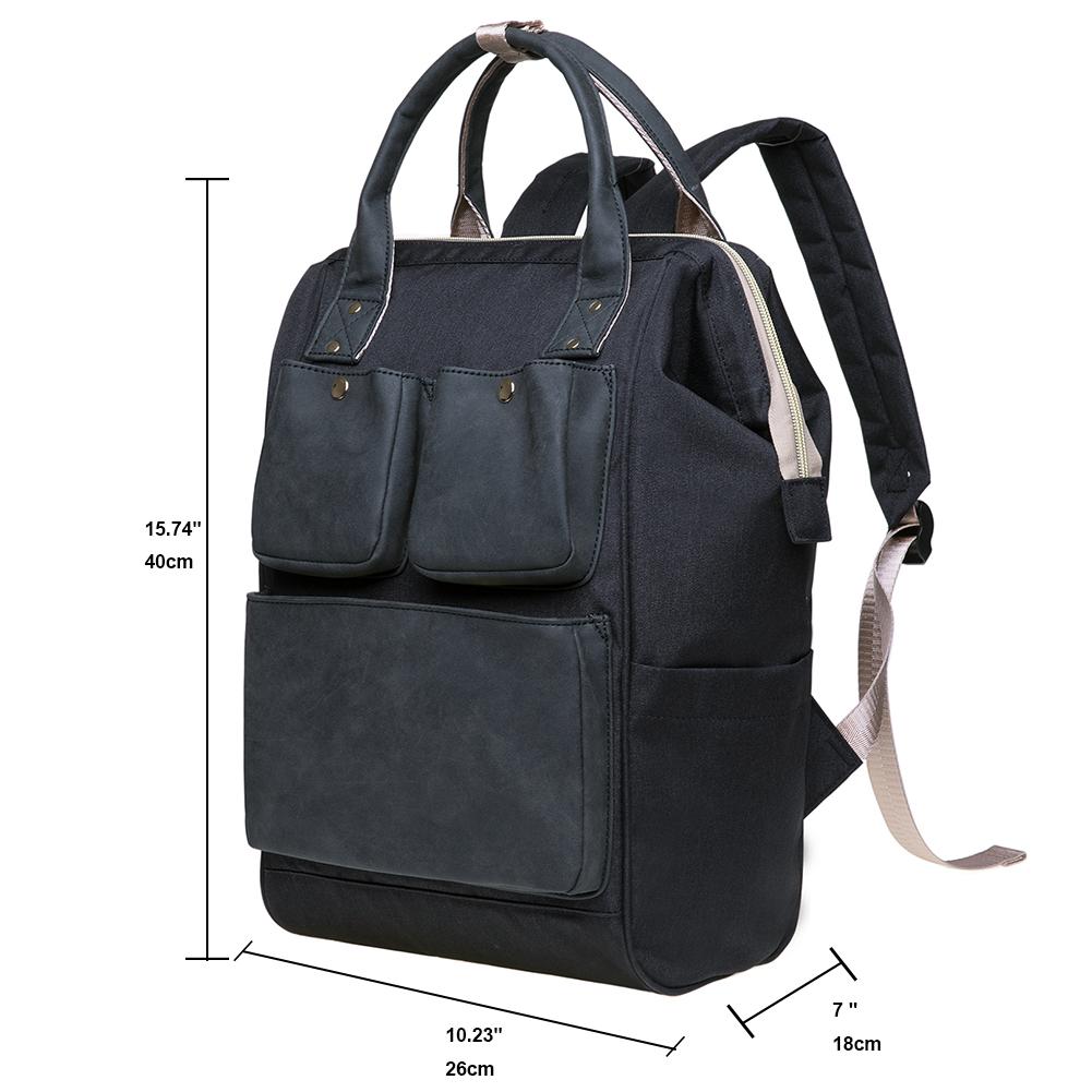 KAUKKO Diaper Bag Backpack with Pacifier Holder and Stroller straps - for Mom and Dad, Waterproof, one size, KT03 ( Santorini Black ) - kaukko