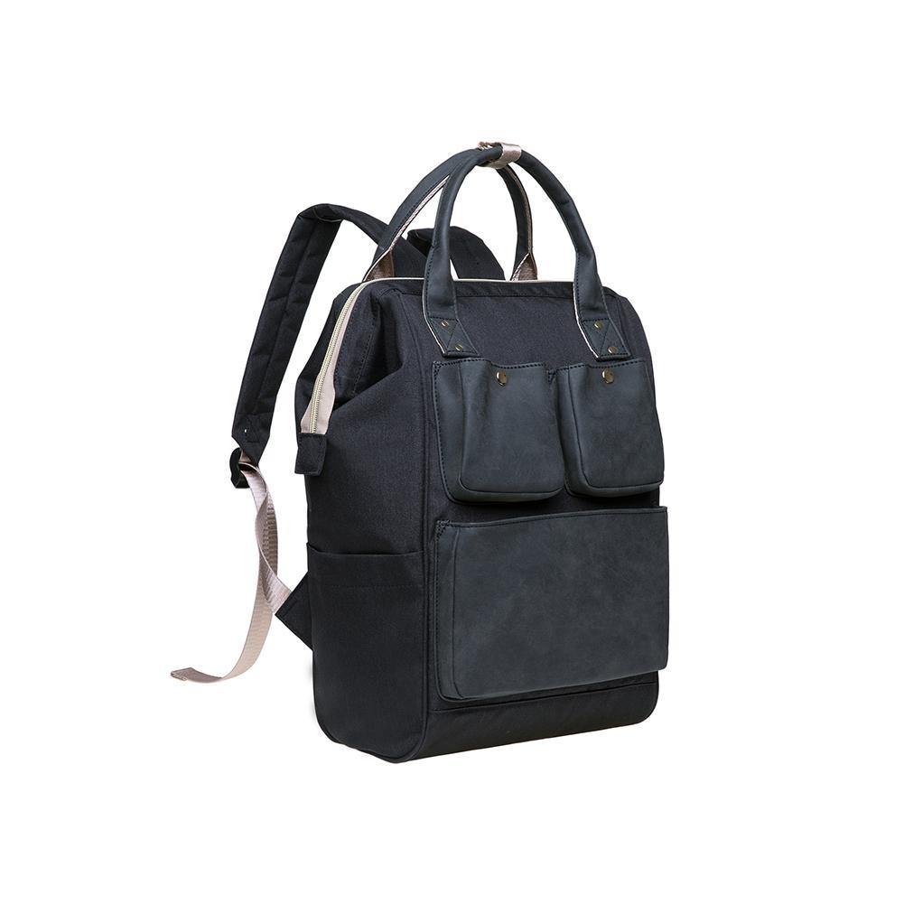 KAUKKO Diaper Bag Backpack with Pacifier Holder and Stroller straps - for Mom and Dad, Waterproof, one size, KT03 ( Santorini Black ) - kaukko