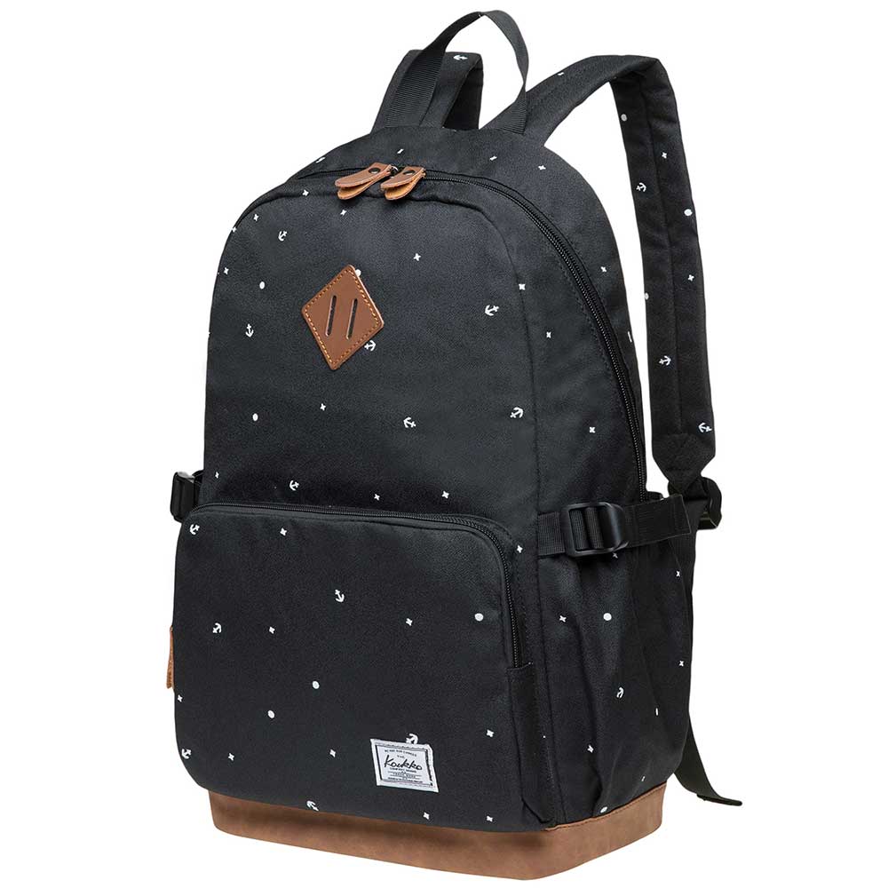KAUKKO Elegant College School Backpack Women Daypacks, K1005-3 ( Black / 17L ) - kaukko