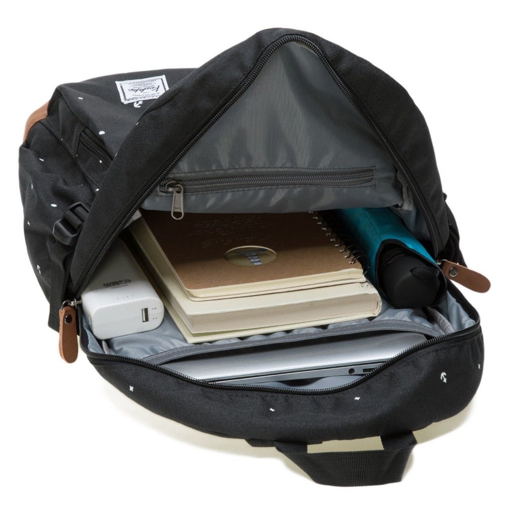 KAUKKO Elegant College School Backpack Women Daypacks, K1005-3 ( Black / 17L ) - kaukko