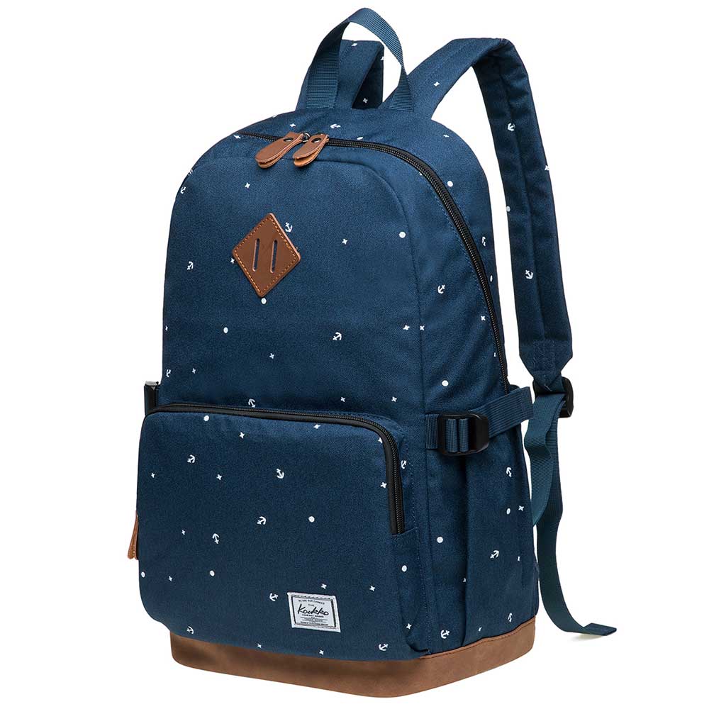 KAUKKO Elegant College School Backpack Women Daypacks, K1005-3 ( Blue / 17L ) - kaukko